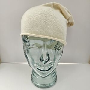 Cream Angora Blend Slouchy Beanie Hat